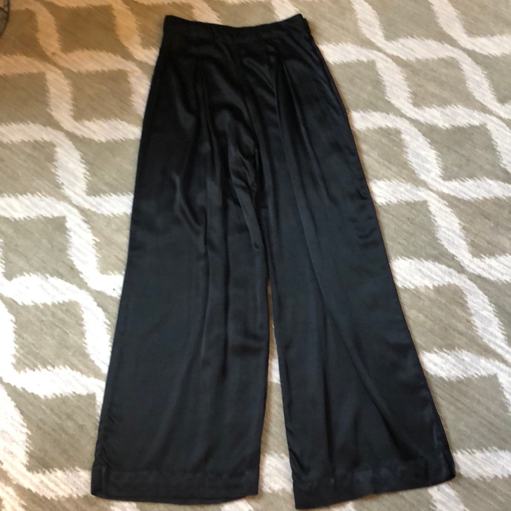 Tina&Jo Black Satin Palazzo Pants Medium - image 1